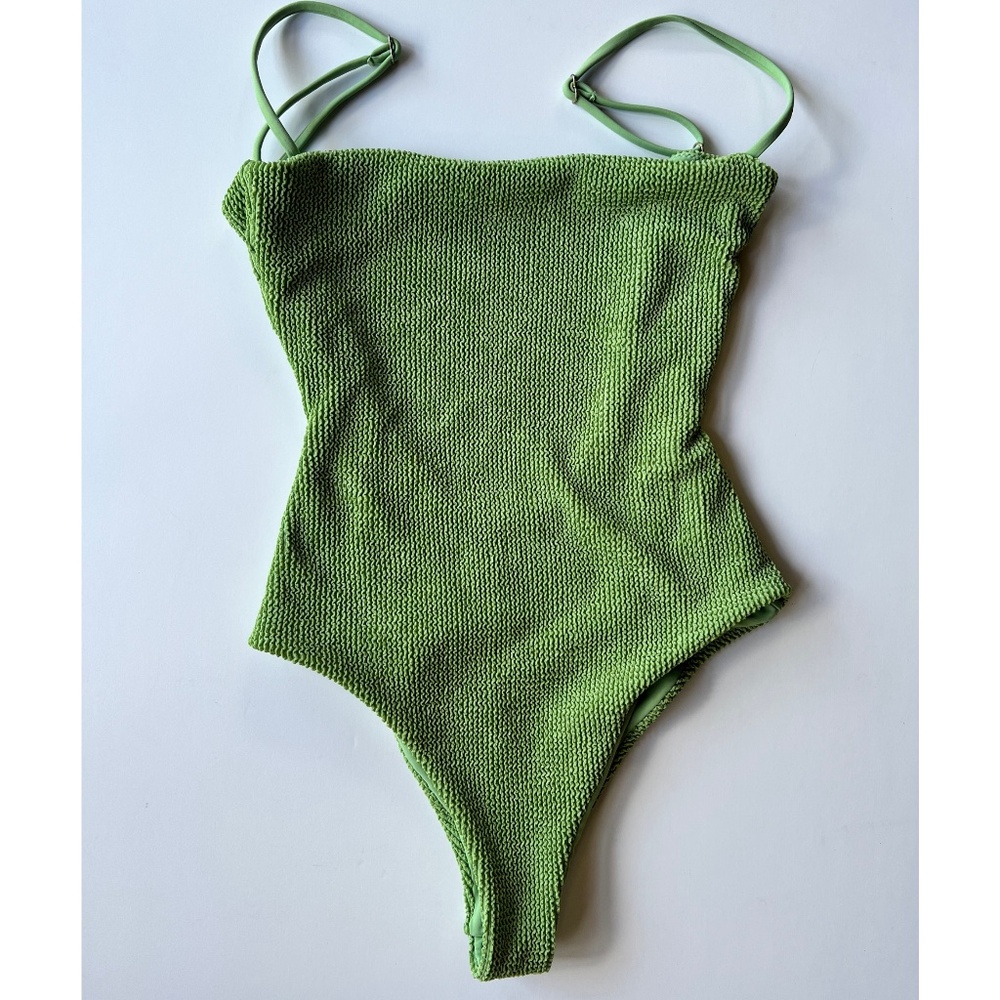 Textured One-Piece Swimsuit - Olive Green